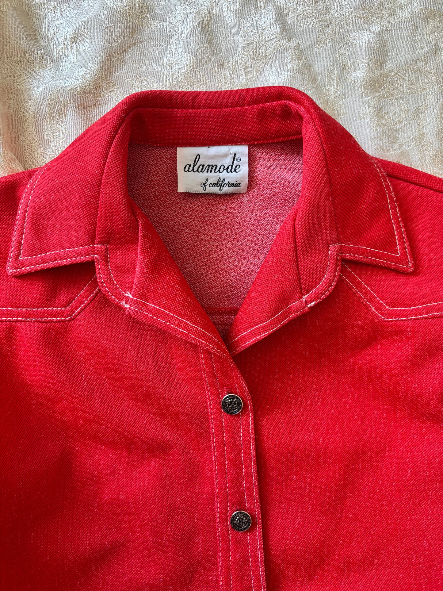 70s red button down