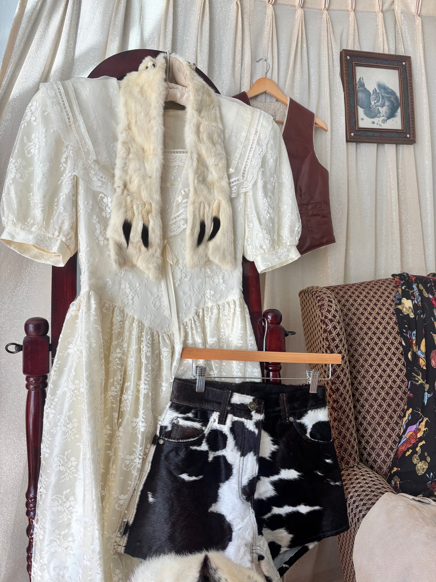 Vintage ermine taxidermy stole