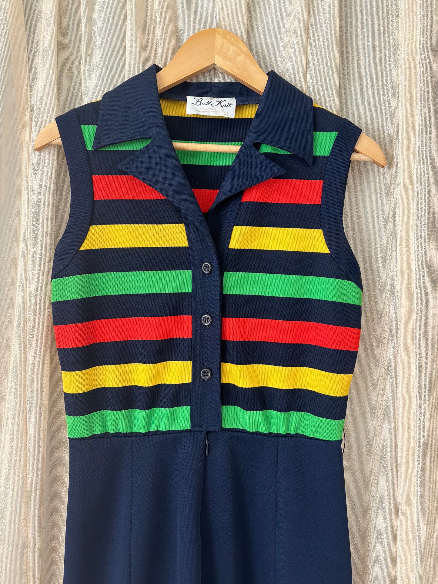 60s/70s Butte Knit striped fit and flare mod mini dress