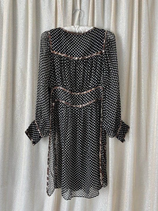 Sheer silk polka dot dress