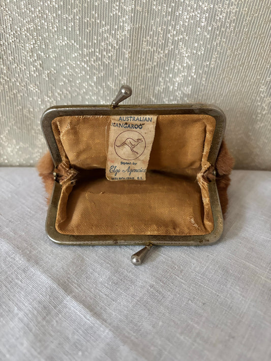 70s Australian kangaroo fur coin purse