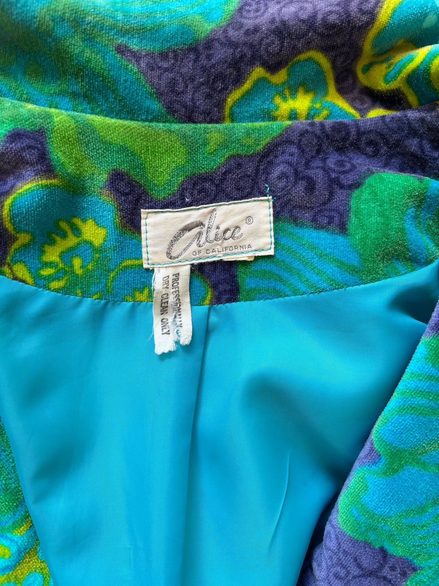 60s velvet floral belted blazer