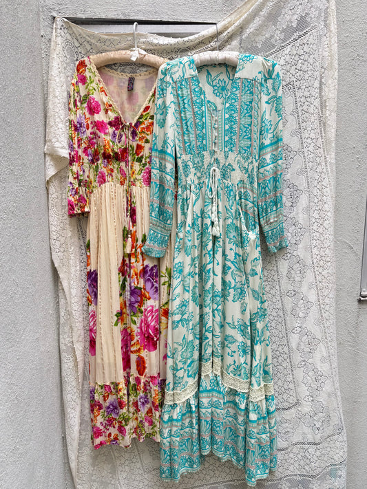 Jaase Sabrina teal boho maxi dress