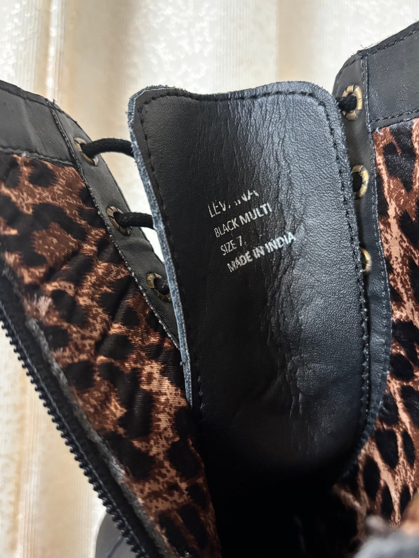 Betsey Johnson calf hair lace up boots