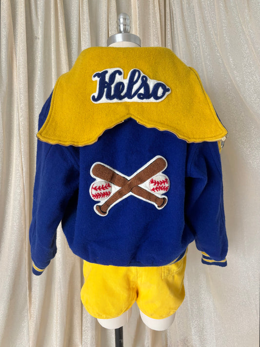 80s custom wool baseball patch varsity jacket
