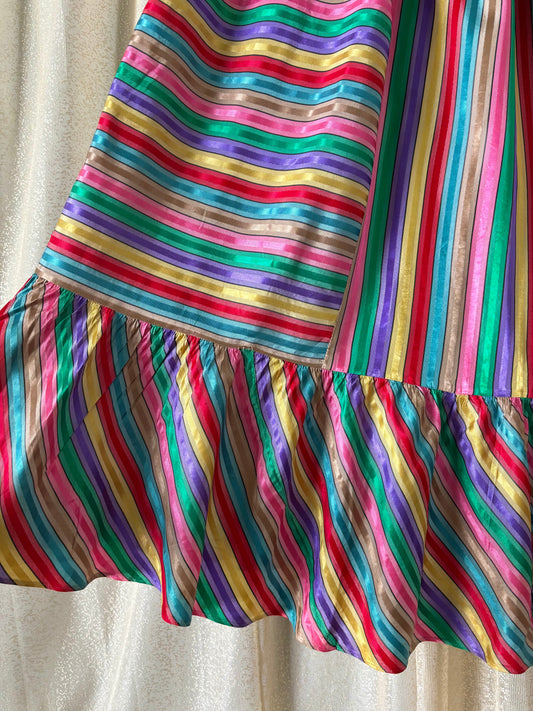 60s Joseph Magnin rainbow ribbon maxi skirt
