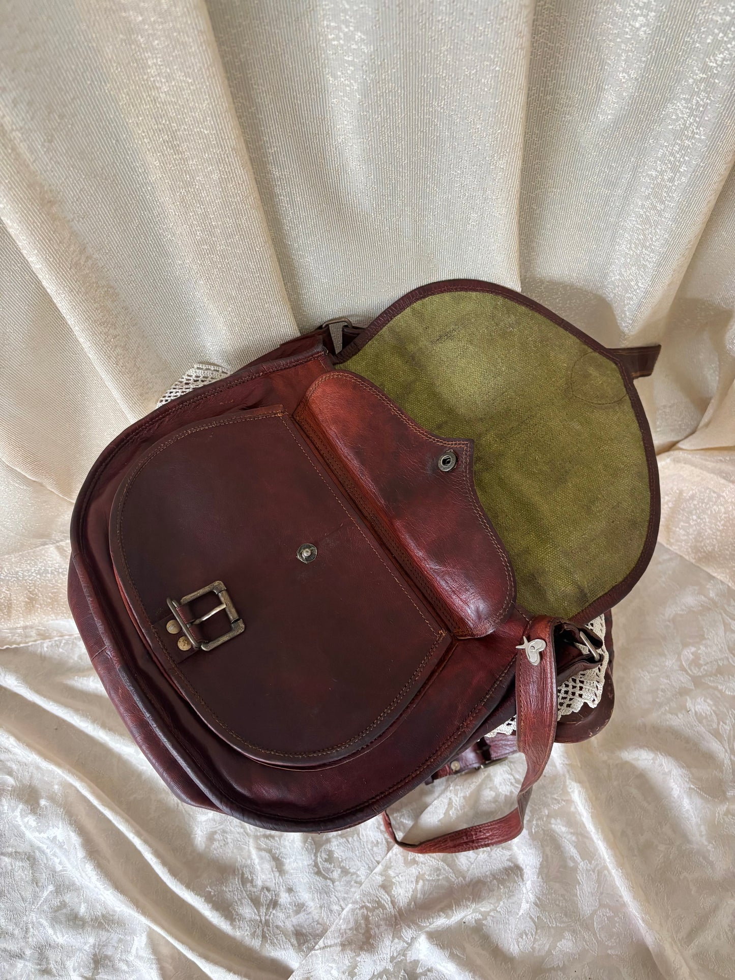 90s leather messenger crossbody with CASA pin