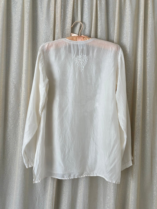 Pure silk handmade sequin embroidered blouse