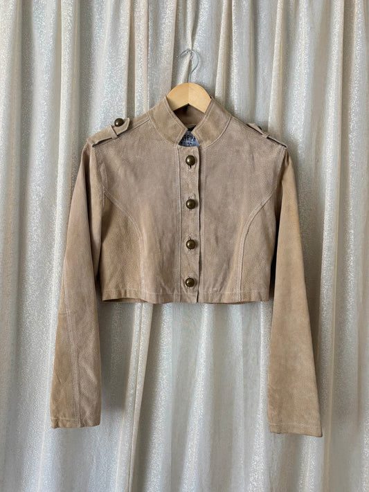 90s/00s Wilsons Maxima suede cropped military jacket