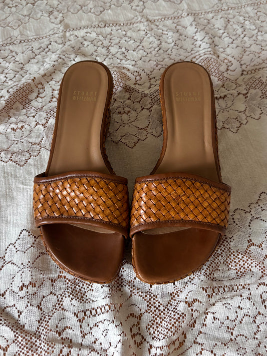 Stuart Weitzman woven leather platform sandals