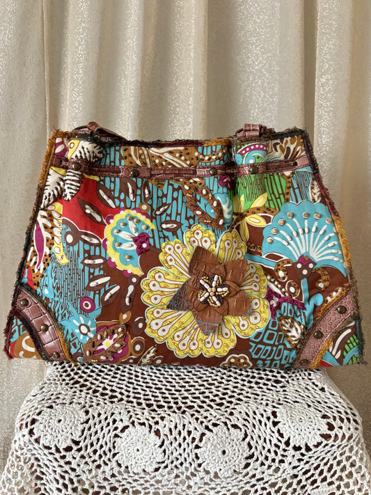 Vintage Mary Frances boho beaded shoulder bag