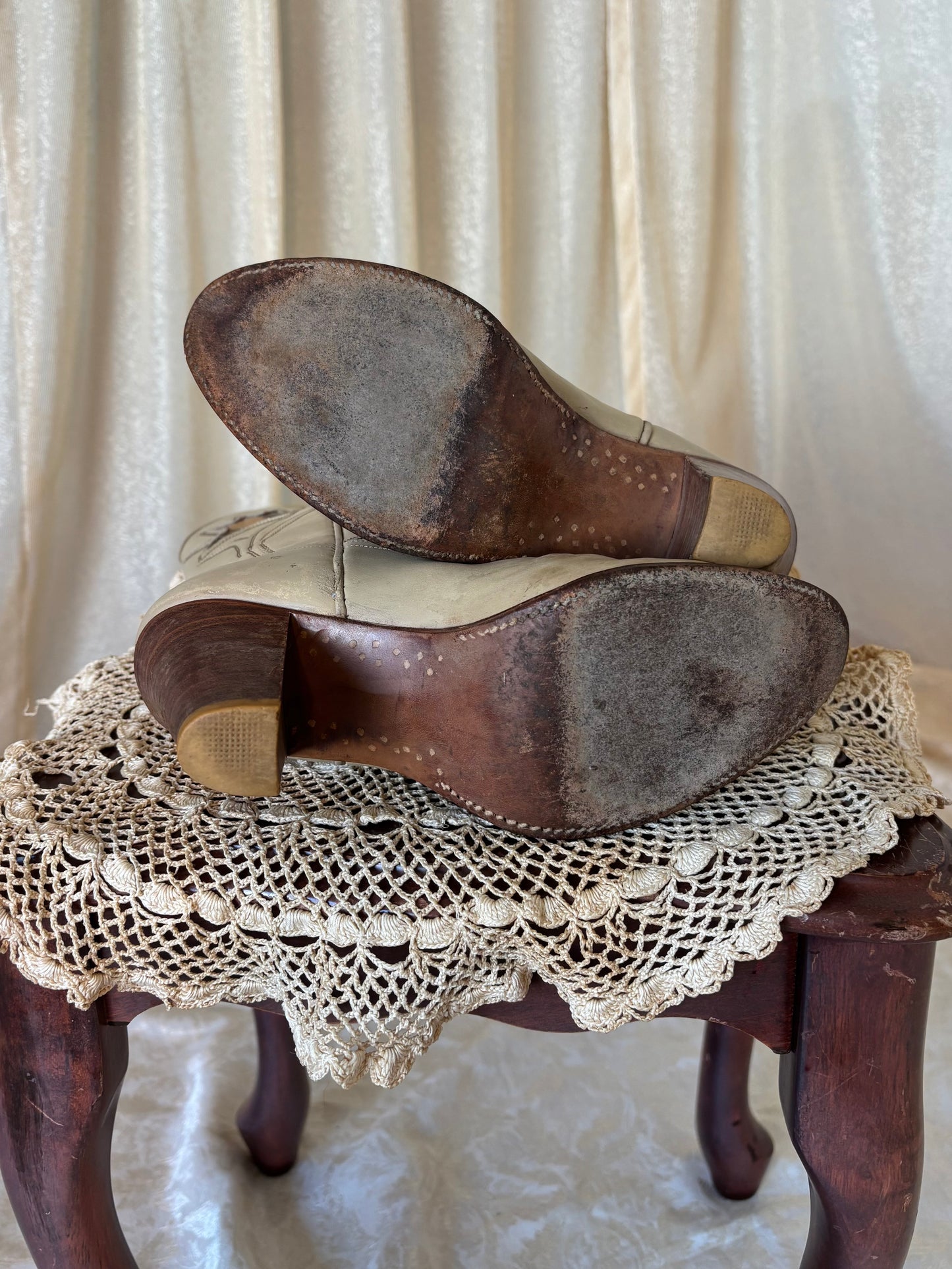 70s Dan Post leather tulip inlay Western boots
