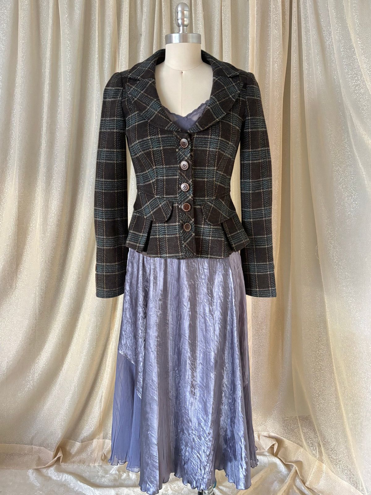 00s Nanette Lepore wool checkered blazer