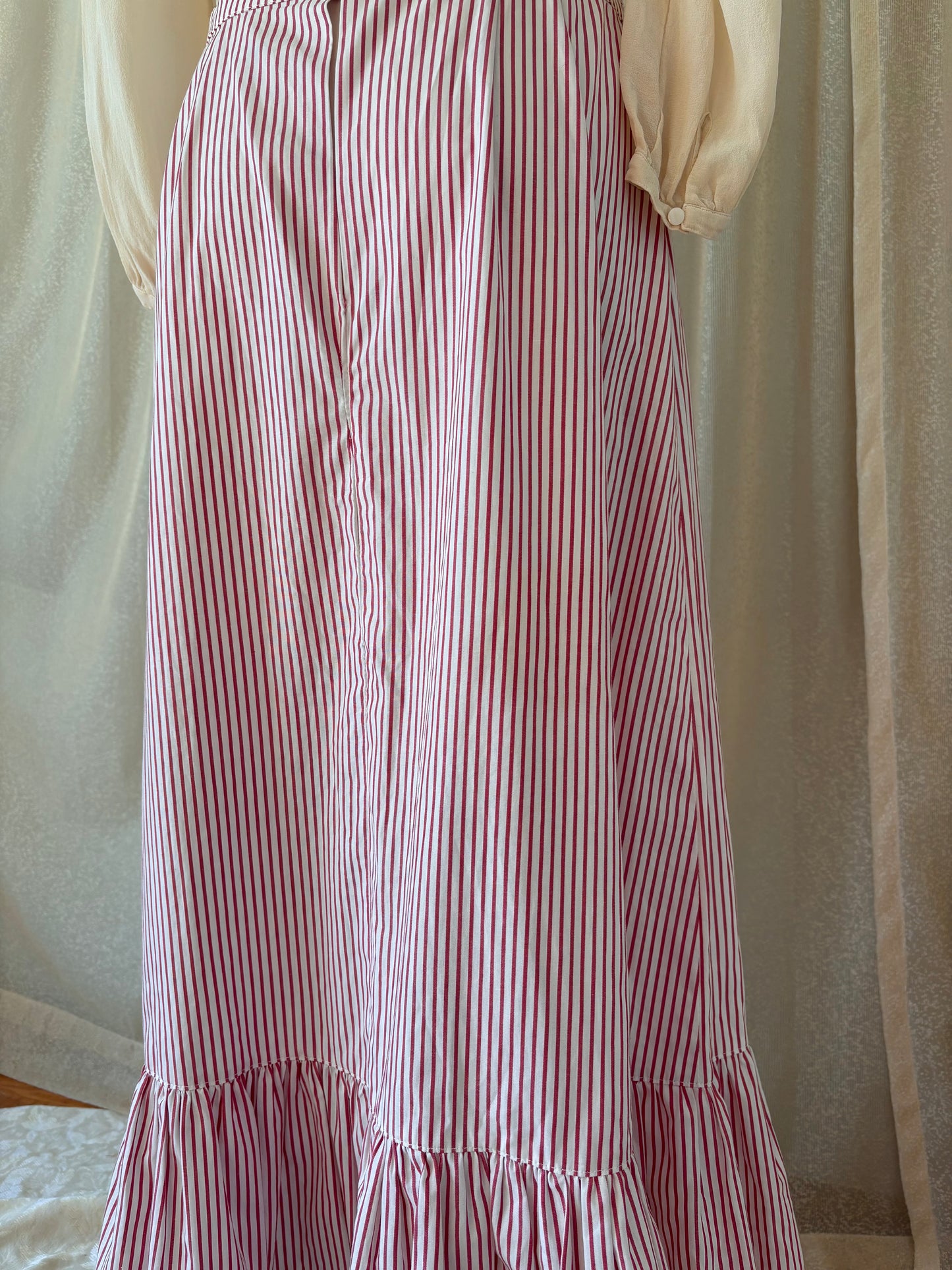 Vintage candy stripe ruffle maxi skirt