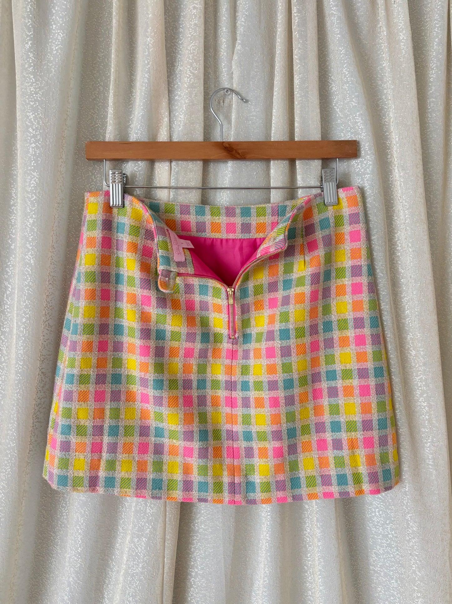 Lilly Pulitzer checkered bouclé mini skirt