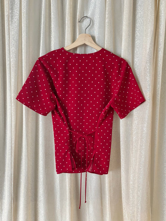 90s red polka dot top