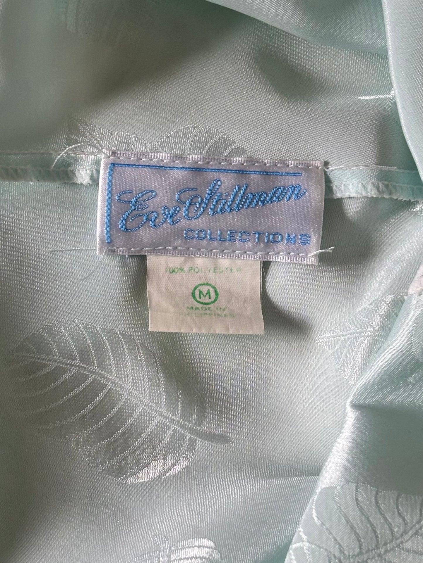 Vintage jacquard feather teal nightgown