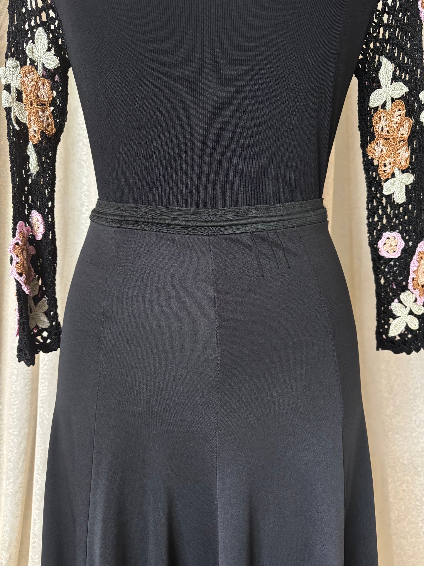 90s black ruffle flamenco skirt