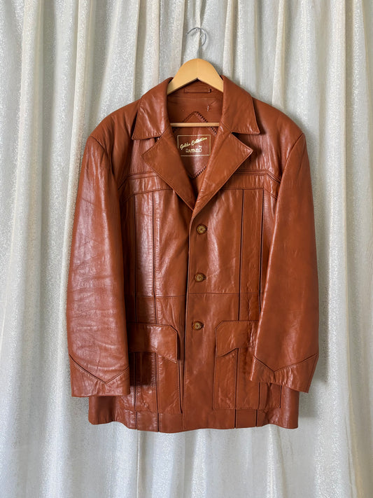 70s Golden Collection by Raffaelo brown leather jacket