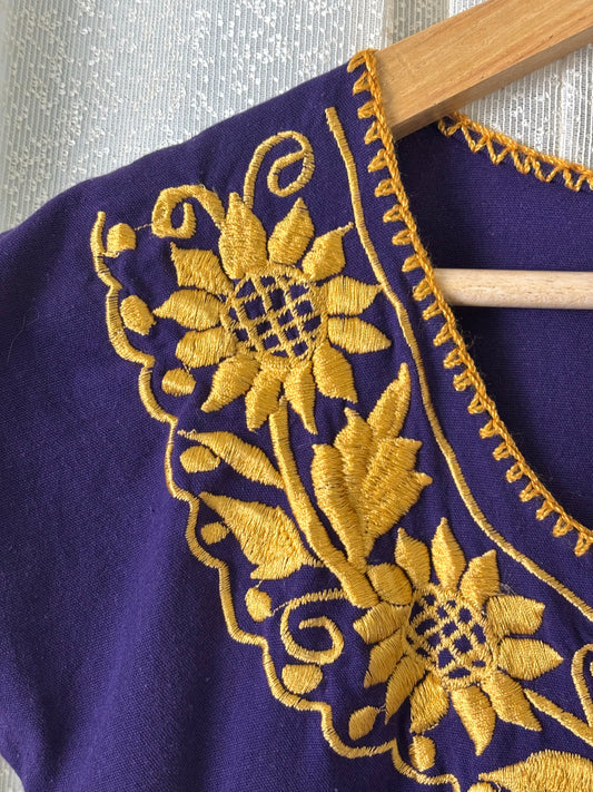 Sunflower embroidered Oaxacan-style shirt
