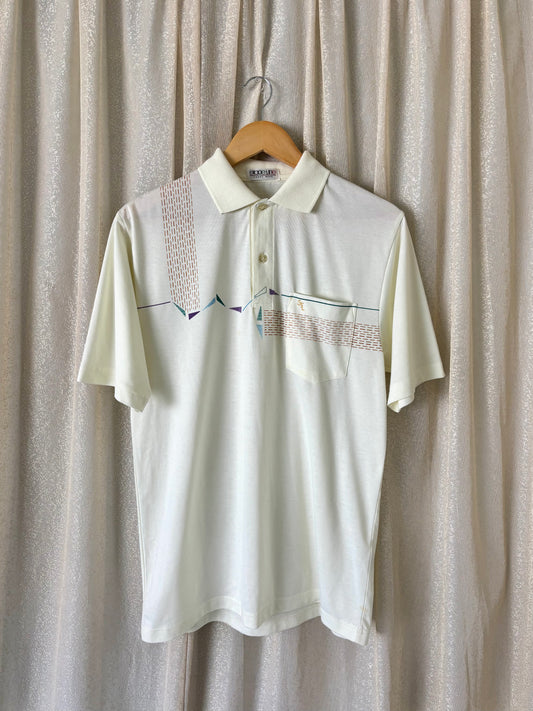 80s/90s geometric cream polo