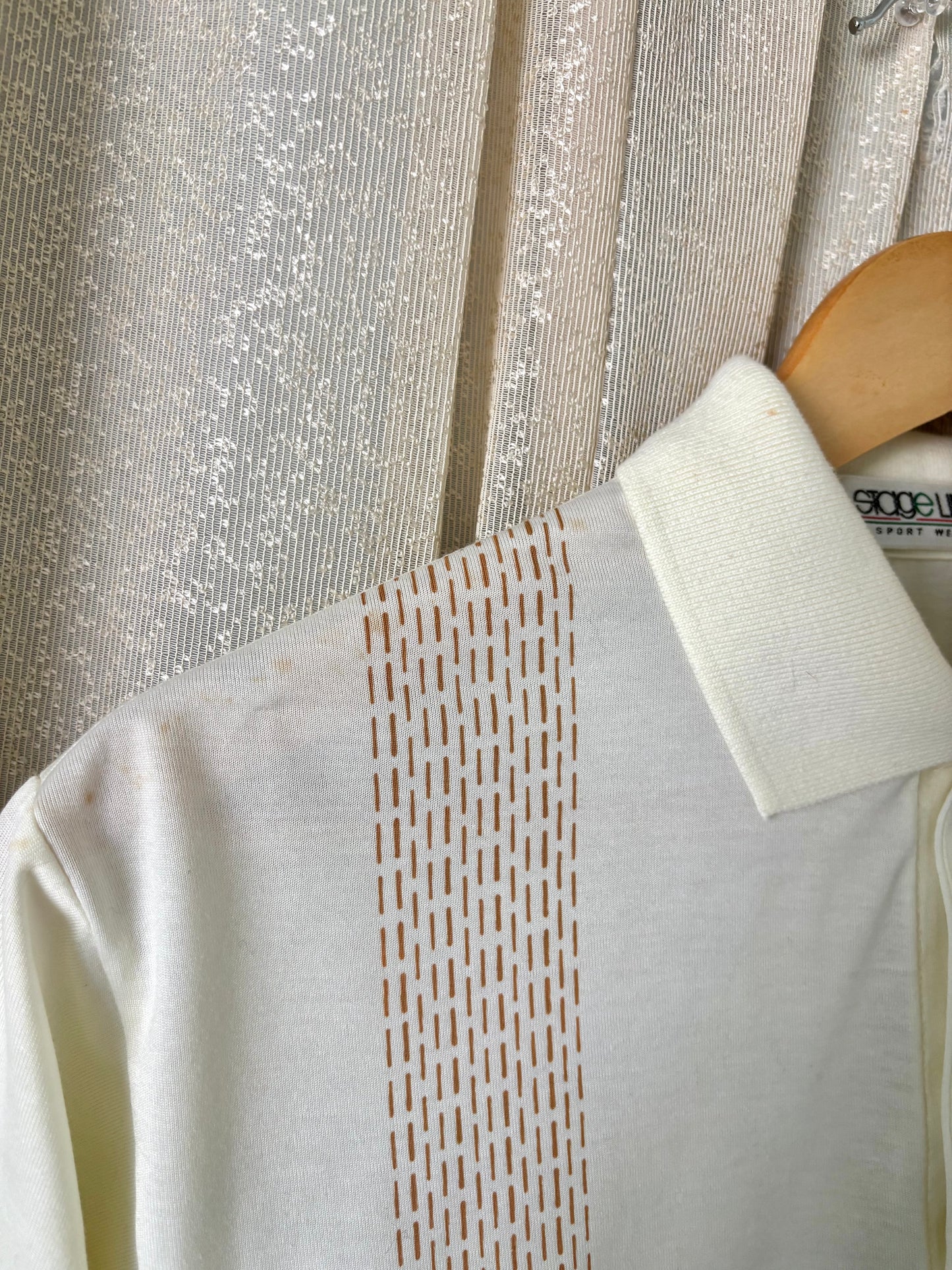 80s/90s geometric cream polo