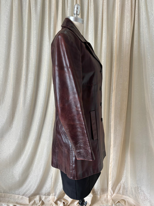 80s burgundy leather jacket