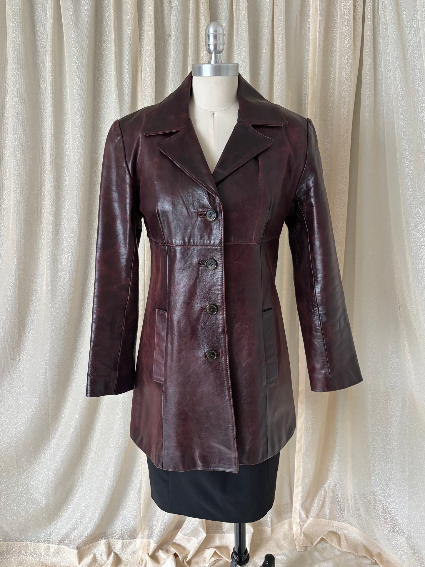 80s burgundy leather jacket