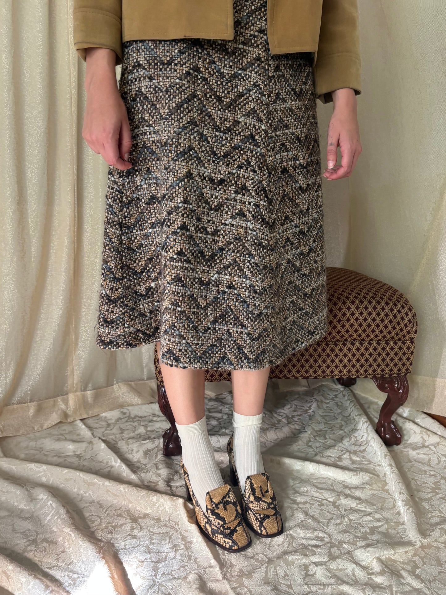 60s wool chevron skirt