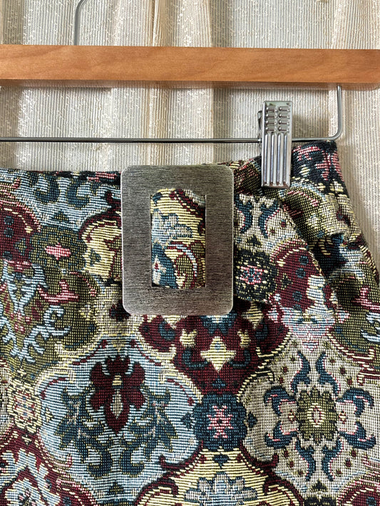 60s/70s belted tapestry maxi skirt