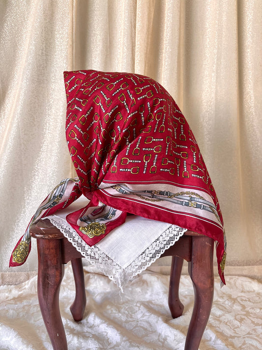 Vintage hand-rolled silk belt print scarf