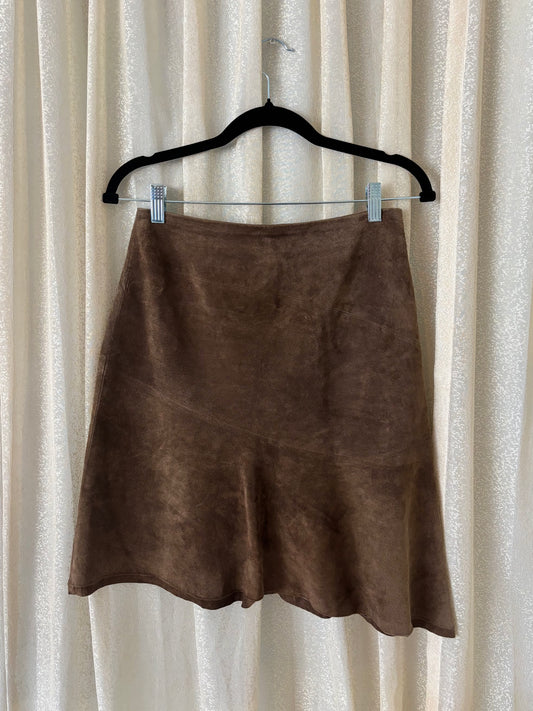 Oleg Cassini asymmetrical suede skirt