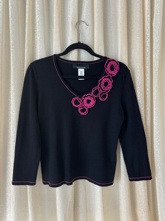 90s contrast rose sweater