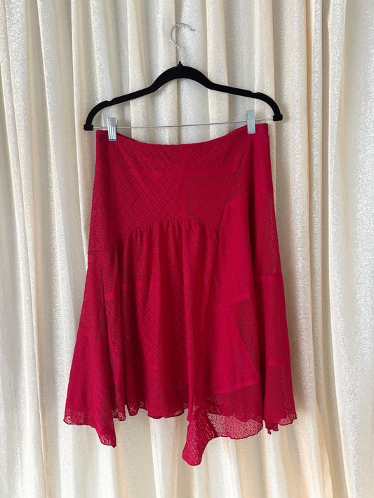 Asymmetrical lace patchwork skirt