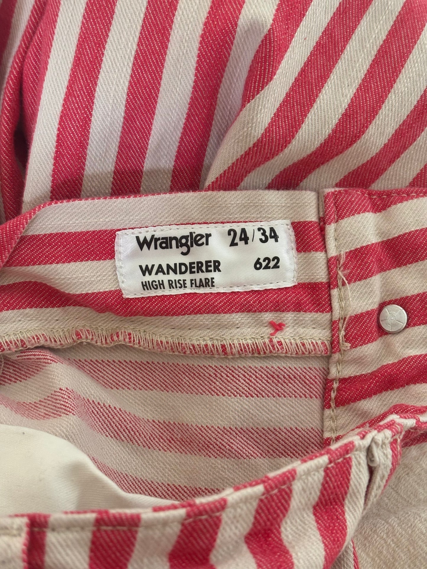 Red striped cotton Wrangler Wanderer flares