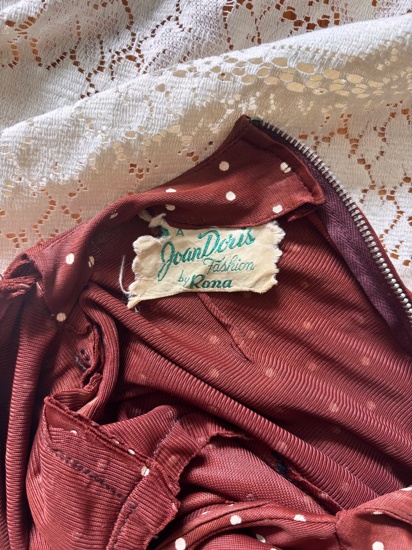 50s brown polka dot dress