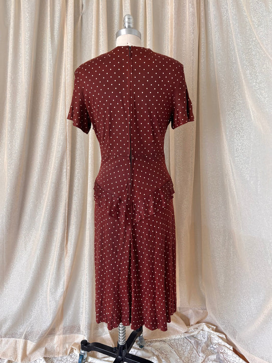 50s brown polka dot dress