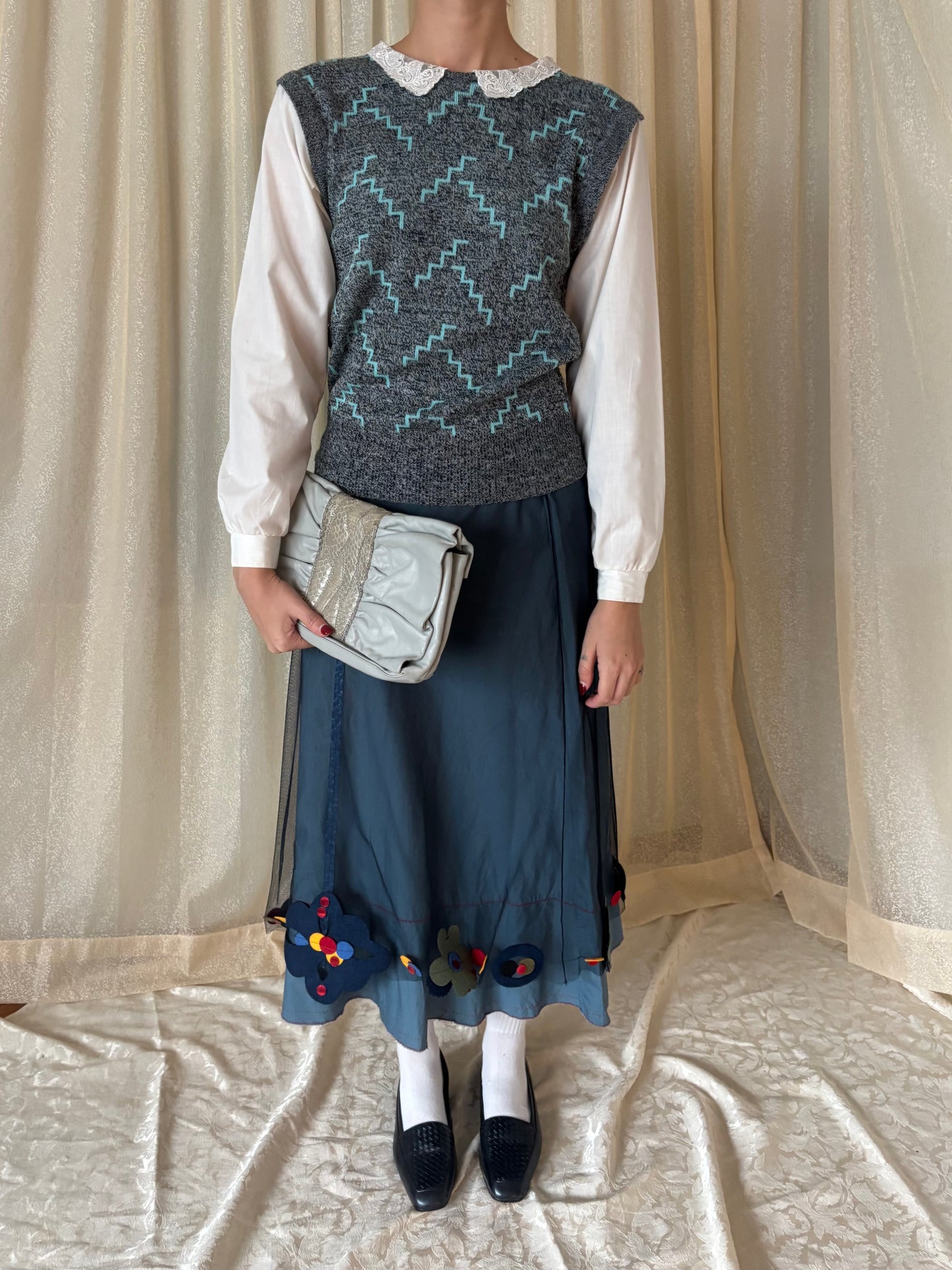 80s snakeskin applique envelope bag