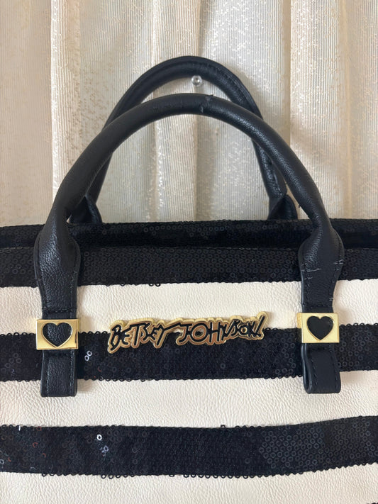 00s Betsey Johnson sequin striped satchel