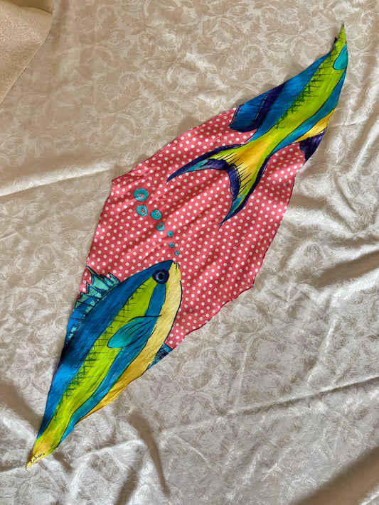 Silk polka dot fish scarf