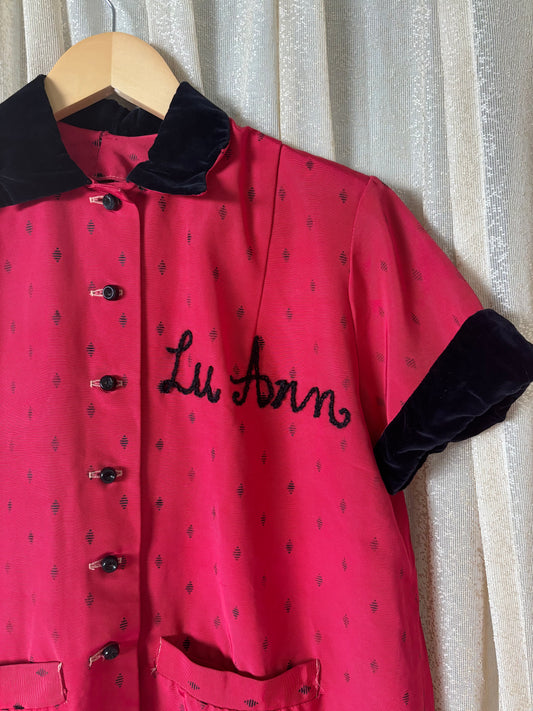 Vintage Lu Ann chain stitch bowling shirt