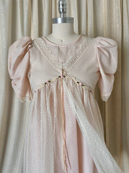 80s pale pink babydoll dress