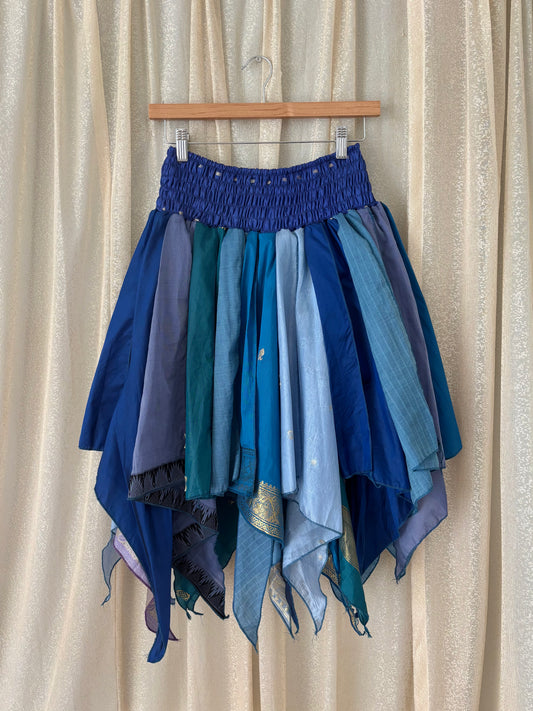 India silk patchwork sari skirt