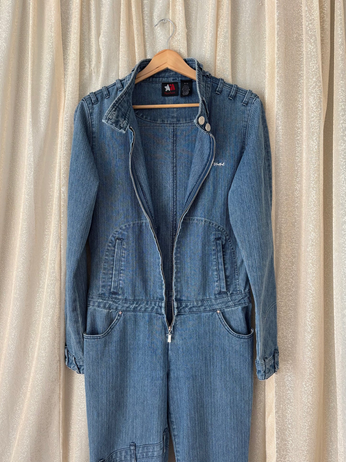 00s Mecca Femme denim pinstripe jumpsuit