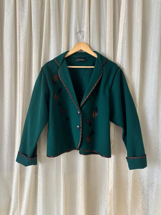 Wool geometric applique blazer jacket
