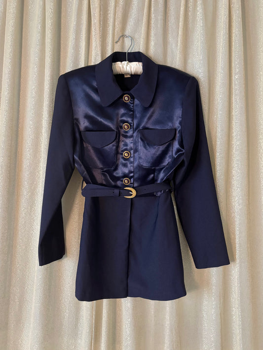 Cachè belted satin blazer