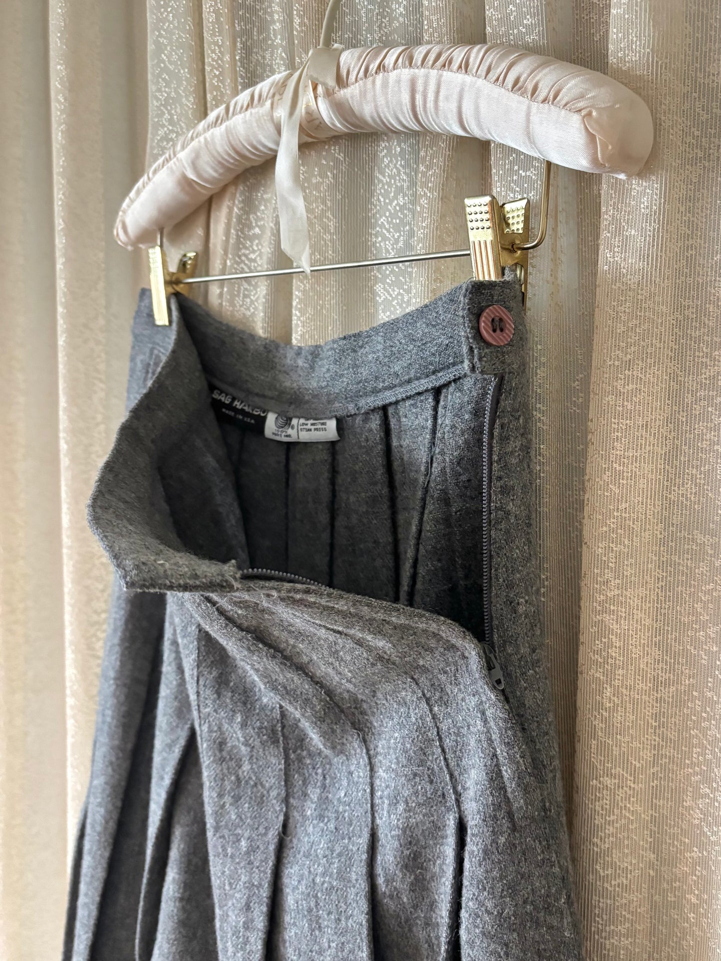 Vintage grey wool midi skirt