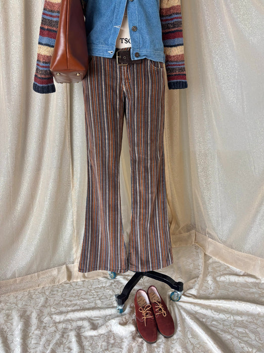 90s/00s pinstripe cotton corduroy flares