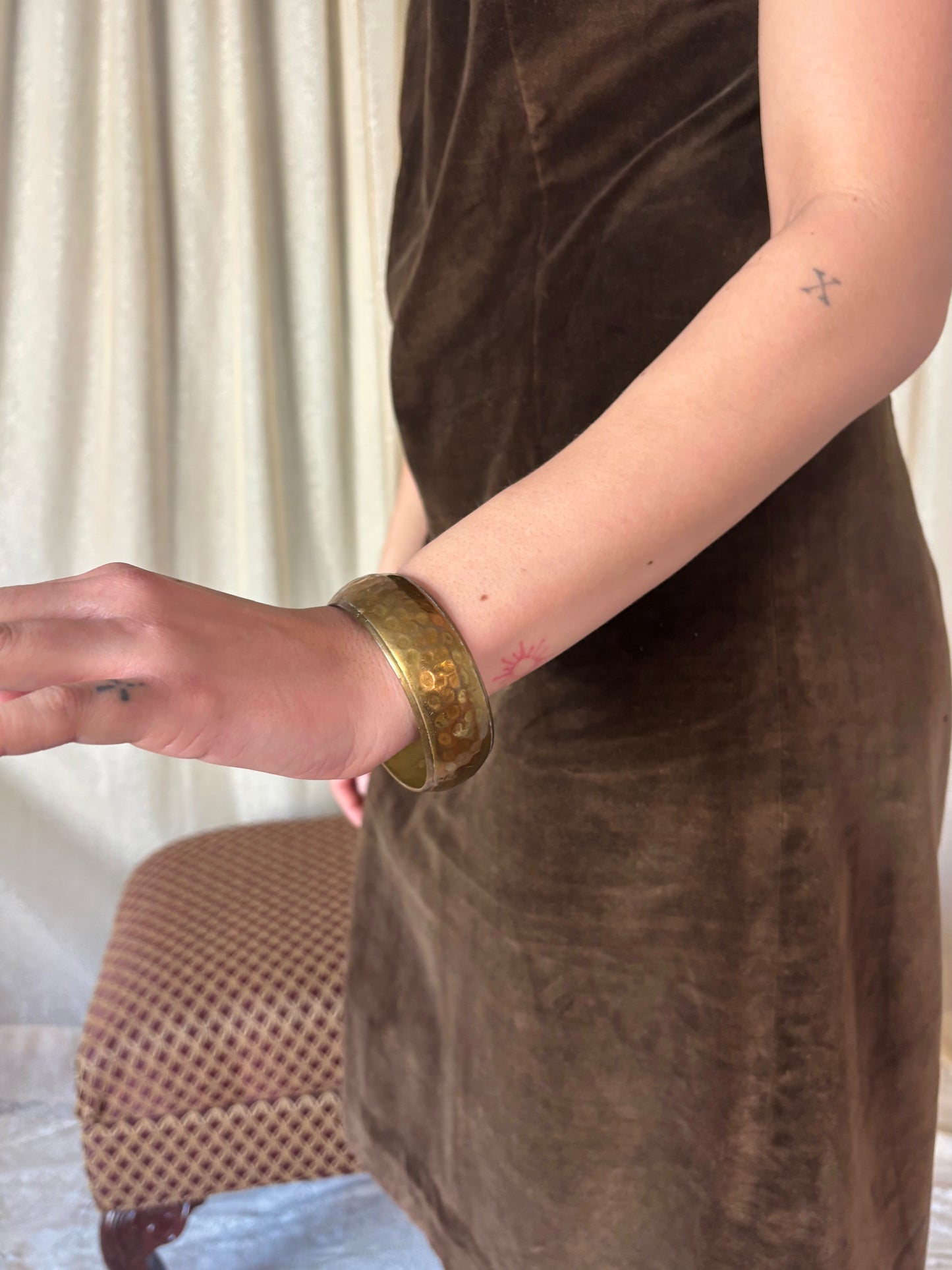 Gold hammered bangle