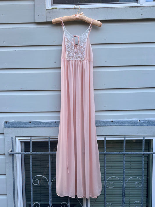 Vintage pink embroidered lace nightgown